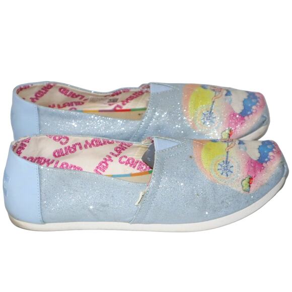 Women's TOMS x Candy Land Collab Queen Frostine Blue Alpargata Slip-ons Size 9 - Picture 3 of 6